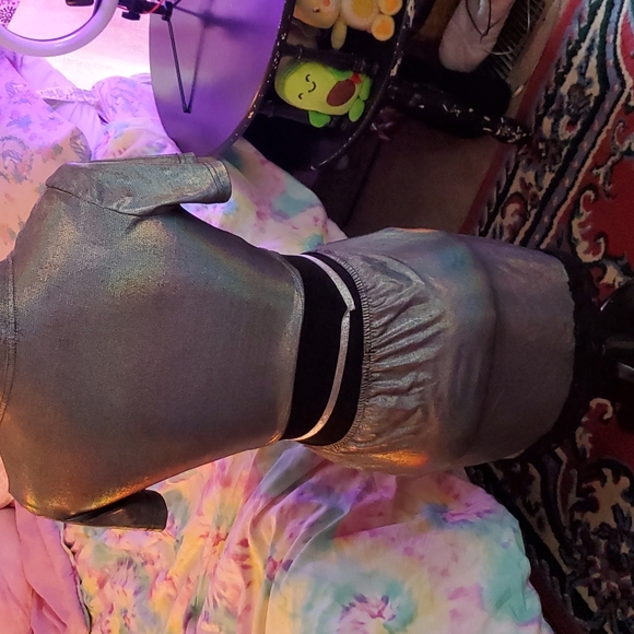 Holographic crop top and lace skirt, sz s - Picture 5 of 6